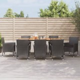 vidaXL Set mobilier de grădină cu perne, 9 piese, negru, poliratan 3187401