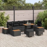 Cumpara ieftin Set de canapele pentru gradina 10 buc. 9-Numar de locuri Negru