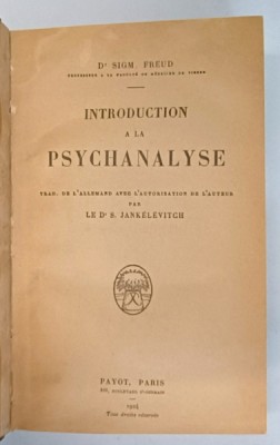INTRODUCTION A LA PSYCHANALYSE , SIGMUND FREUD 1923 foto