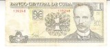 B11 - Bancnota foarte veche - Cuba - 1 peso - 2010