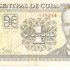 M1 - Bancnota foarte veche - Cuba - 1 peso - 2010