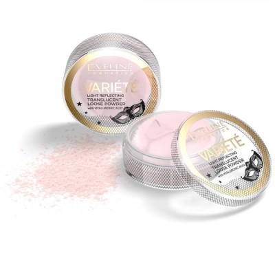 Pudra pentru machiaj cu aplicator Eveline Variete Light Reflecting Translucent cu acid hialuronic foto