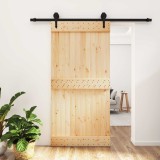 Cumpara ieftin Usa glisanta Natural si Negru 100 x 210 cm Lemn de Pin Solid