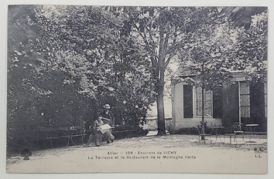 ENVIRONS DE VICHY , LA TERRASSE ET LE RESTAURANT DE LA MONTAGNE VERTE , CARTE POSTALA ILUSTRATA , 1908 foto