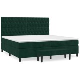 Cumpara ieftin Pat box spring cu saltea, verde inchis, 200x200 cm, catifea