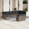 Gossi set canapea de gradina cu perne, 12 piese, gri, poliratan