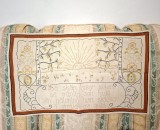 Peretar Vintage din In cu cusatura manuala, Soare răsărind peste un c&acirc;mp cu mesteceni și flori- Suedia