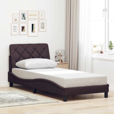 vidaXL Cadru de pat fără saltea, maro &amp;icirc;nchis, 90x190 cm, textil 3310569 foto
