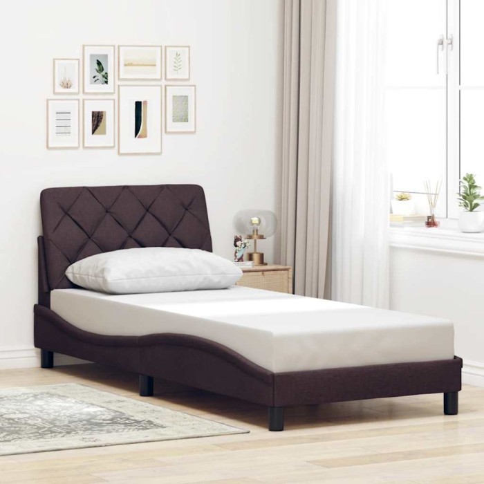 vidaXL Cadru de pat fără saltea, maro &icirc;nchis, 90x190 cm, textil 3310569