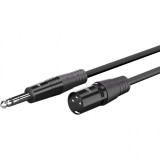 Cablu audio XLR 3 pini la jack stereo 6.35mm T-T 2m Negru, Goobay G80050