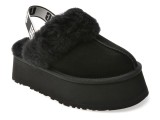 Papuci UGG negri, FUNKETTE, din piele intoarsa