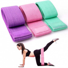 Set 3 benzi elastice fitness 3 niveluri de rezistenta pentru coapse fese si picioare