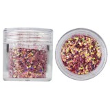 Hexagoane &icirc;n pulbere de sclipici, 1mm - roz deschis, 10g, INGINAILS