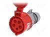 Conector alimentare AC, IEC 60309, IP44, 32A, 400V AC, 5 pini, PCE - 225-6TT
