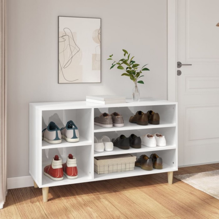vidaXL Pantofar, alb extralucios, 102x36x60 cm, lemn compozit