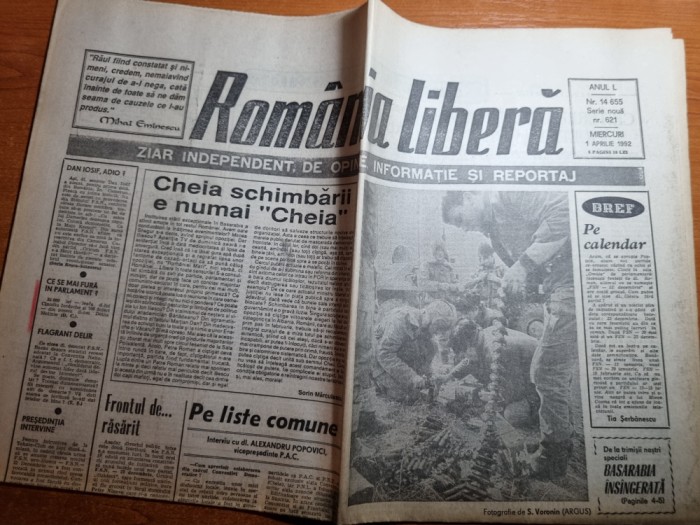 romania libera 1 aprilie 1992-art. si foto razboiul din transnistria