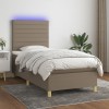 VidaXL Pat cu arcuri, saltea și LED, gri taupe, 90x190 cm, textil 3135481