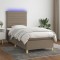 vidaXL Pat cu arcuri, saltea și LED, gri taupe, 90x190 cm, textil 3135481
