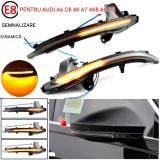 Semnalizari dinamice LED oglinda compatibile Audi A6 C8, A7, A8 D5 - Secventiale, Plug&amp;Play, Lentila Neagra