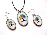 Set bijuterii lemn cu copacul vietii 40458