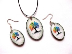 set bijuterii lemn cu copacul vietii 40458