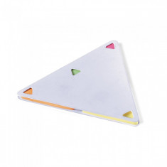 Set notite adezive, model simplu, forma triunghi, 4 culori, alb, 91 x 87 mm
