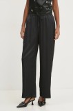Abercrombie &amp; Fitch pantaloni femei, culoarea negru, drept, high waist, KI156-4594