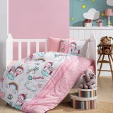 Cumpara ieftin Lenjerie Patut Bebe Unicorn Roz (Flanel)