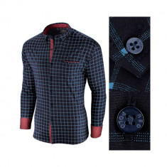 Camasa pentru barbati, in carouri, bleumarin, premium, slim fit, casual - Red Polo foto