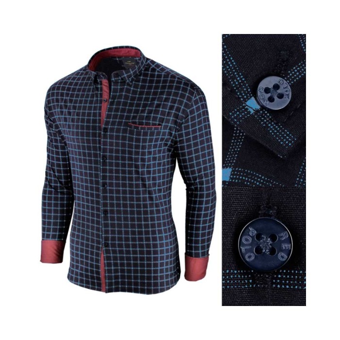 Camasa pentru barbati, in carouri, bleumarin, premium, slim fit, casual - Red Polo Camasa pentru barbati, in carouri, bleumarin, premium, slim fit, casual - Red Polo