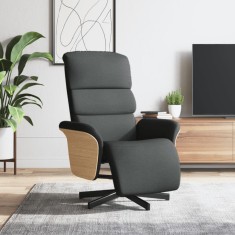vidaXL Fotoliu rabatabil cu suport de picioare, gri &icirc;nchis, textil