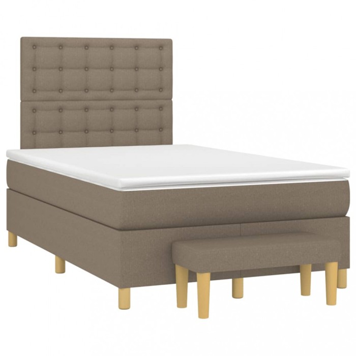 vidaXL Pat box spring cu saltea, taupe, 120x190 cm material textil 3270436