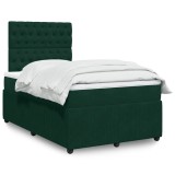 vidaXL Pat box spring cu saltea, verde &icirc;nchis, 120x200 cm, catifea 3292319