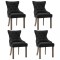 Scaune de bucatarie, 4 buc., negru, material textil