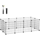 SONGMICS Tarc metalic pentru rozatoare sau alte animale mici, instalare modulara, 143x73x46cm, negru Household NewTrend