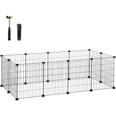SONGMICS Tarc metalic pentru rozatoare sau alte animale mici, instalare modulara, 143x73x46cm, negru Household NewTrend