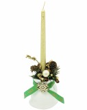 Aranjament de craciun cu lumanare cu elemente naturale in vas ceramic, 29 cm , Eventissimi, Eventissimi&reg;