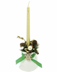 Aranjament de craciun cu lumanare cu elemente naturale in vas ceramic, 29 cm , Eventissimi