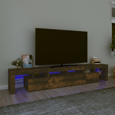 Comoda TV cu lumini LED, stejar fumuriu,230x36,5x40cm GartenMobel Dekor foto