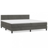 Cumpara ieftin Pat box spring cu saltea, gri inchis, 200x200 cm, catifea