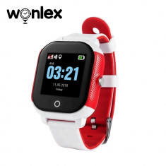 Ceas Smartwatch Pentru Copii Wonlex GW700S cu Functie Telefon, Localizare GPS, Pedometru, SOS, IP54 - Alb-Rosu, Cartela SIM Cadou foto