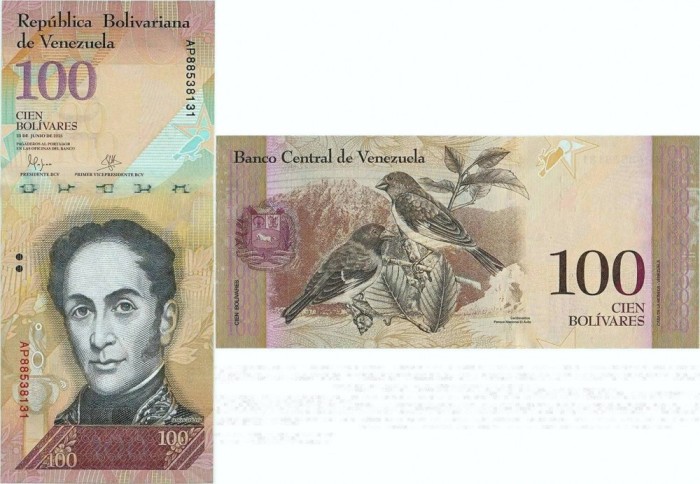 2015 (23 VI), 100 bol&iacute;vares (P-93i) - Venezuela - stare UNC!