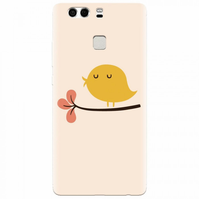 Husa silicon pentru Huawei P9 Plus, Flat Minimal Cute Bird Illustration