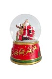 Decorațiune de Crăciun, Glob de zăpadă, Muzical, Moș Crăciun, Cerb, 13 cm, DCJ124