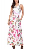 D587-219 Rochie boho cu imprimeu floral colorat si buzunare