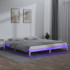 Cadru de pat cu LED King Size 5FT, alb, 150x200 cm, lemn masiv, vidaXL
