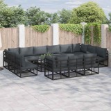 Cumpara ieftin Set de canapele pentru grădină cu pernă 13 pcs Negru Aluminiu