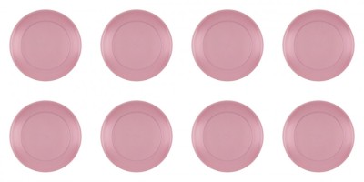 Set farfurii 8 piese pentru fructe, din plastic, culoare roz pudrat, diametru 20 cm foto