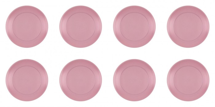 Set farfurii 8 piese pentru fructe, din plastic, culoare roz pudrat, diametru 20 cm