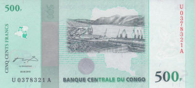 Bancnota Congo 500 Franci 2010 - P100 UNC ( comemorativa ) foto